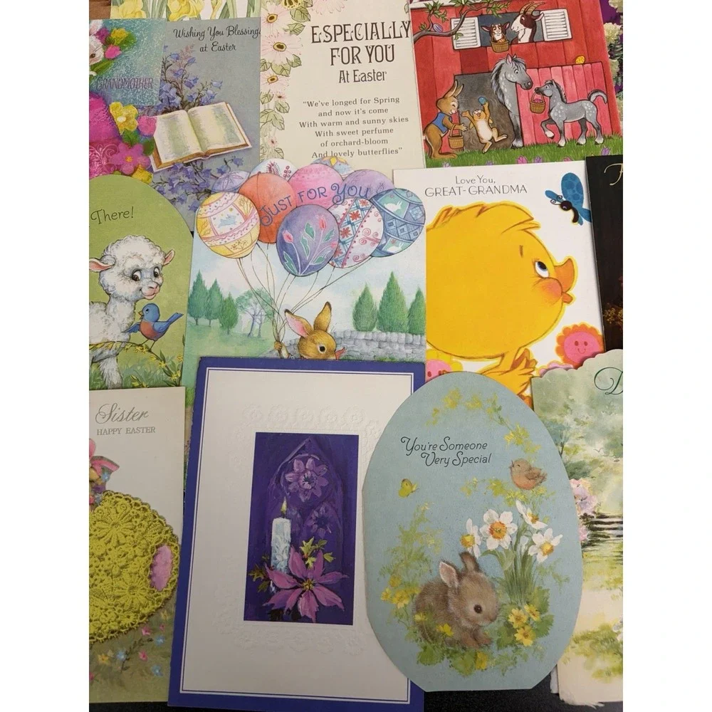 Vintage Easter Greeting Cards Fronts ONLY Scrapbooking Crafts Lot of 50+ Bunnies